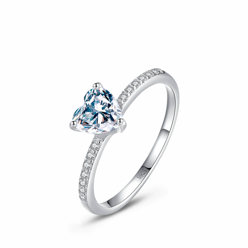 Anel Feminino Prata 925 Coração Zircônia