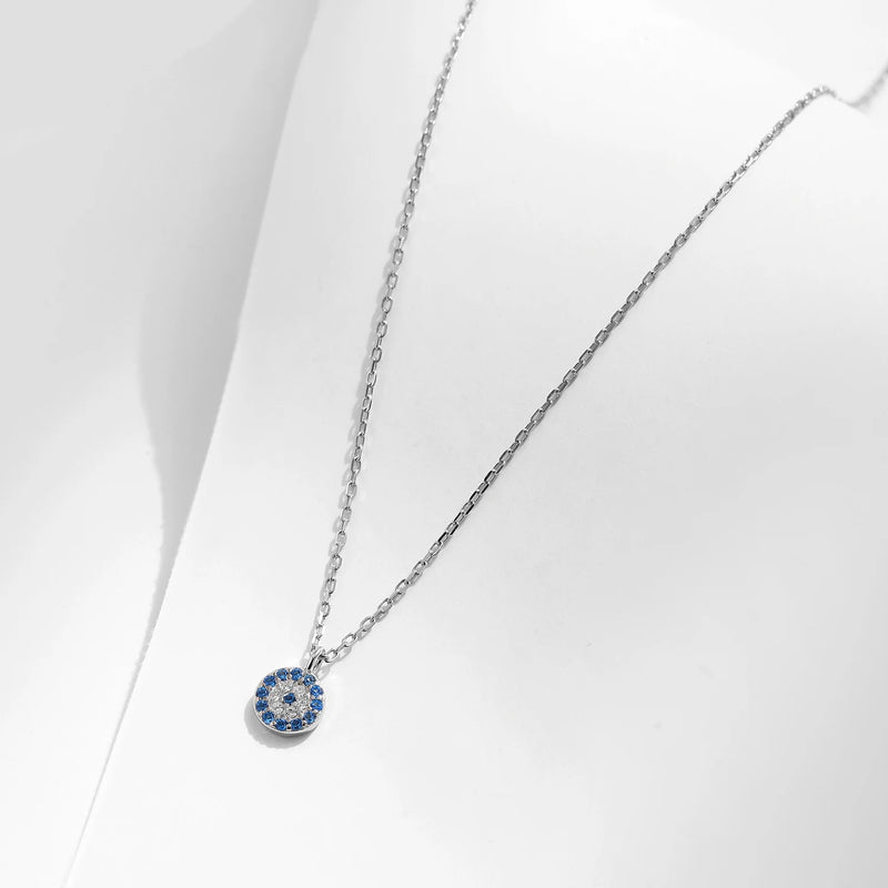 Colar Feminino Olho Azul em Prata 925 com Zircônia