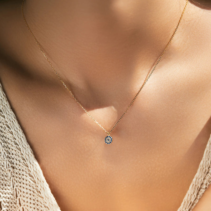 Colar Feminino Olho Azul em Prata 925 com Zircônia